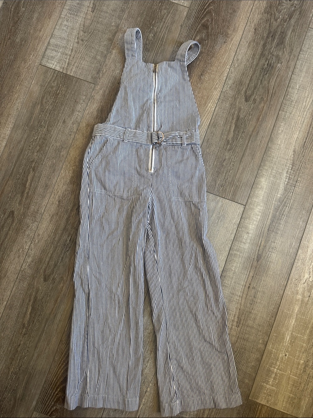 Janie and Jack Blue and White Striped Wide-Leg Overalls